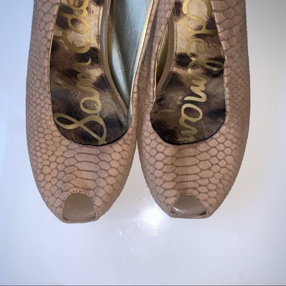 Sam Edelman Heels Size 8 US Tan Brown Snake Print Peep-Toe Slingback Stiletto - Picture 5 of 9